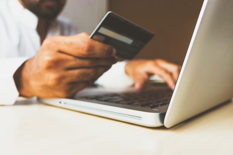 An Amazon shopper submits his credit card info to make a purchase.