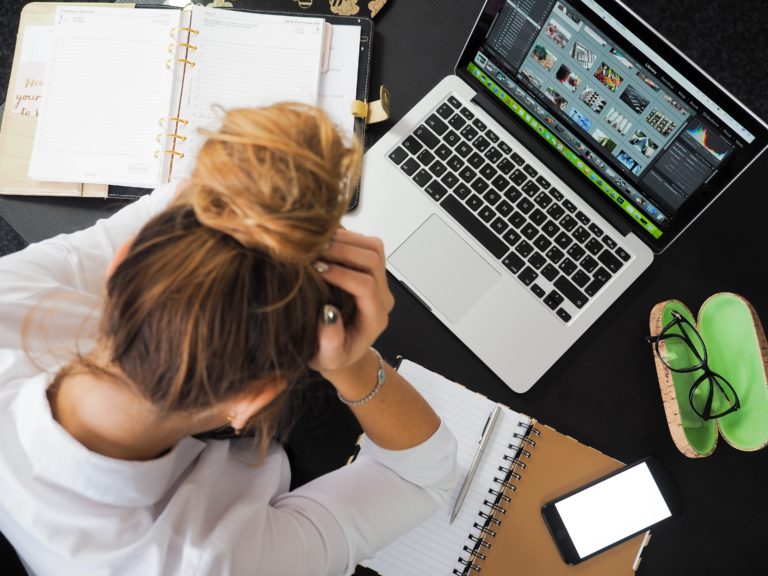 A stressed female entrepreneur.